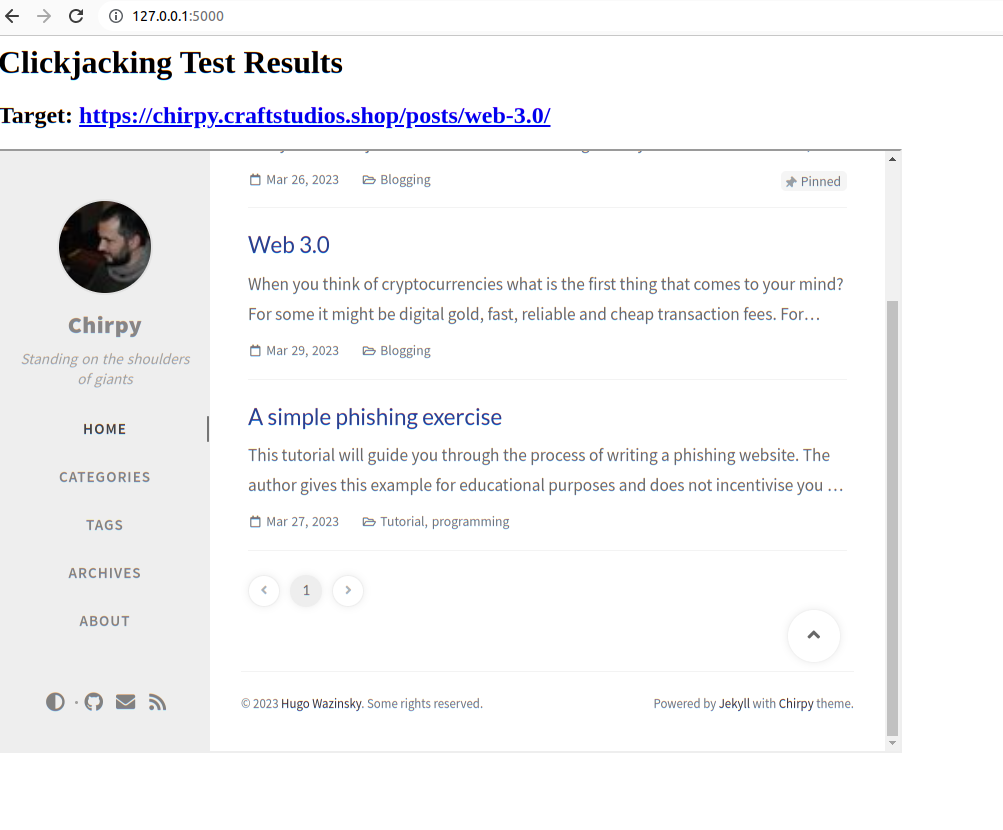 click-jacking success