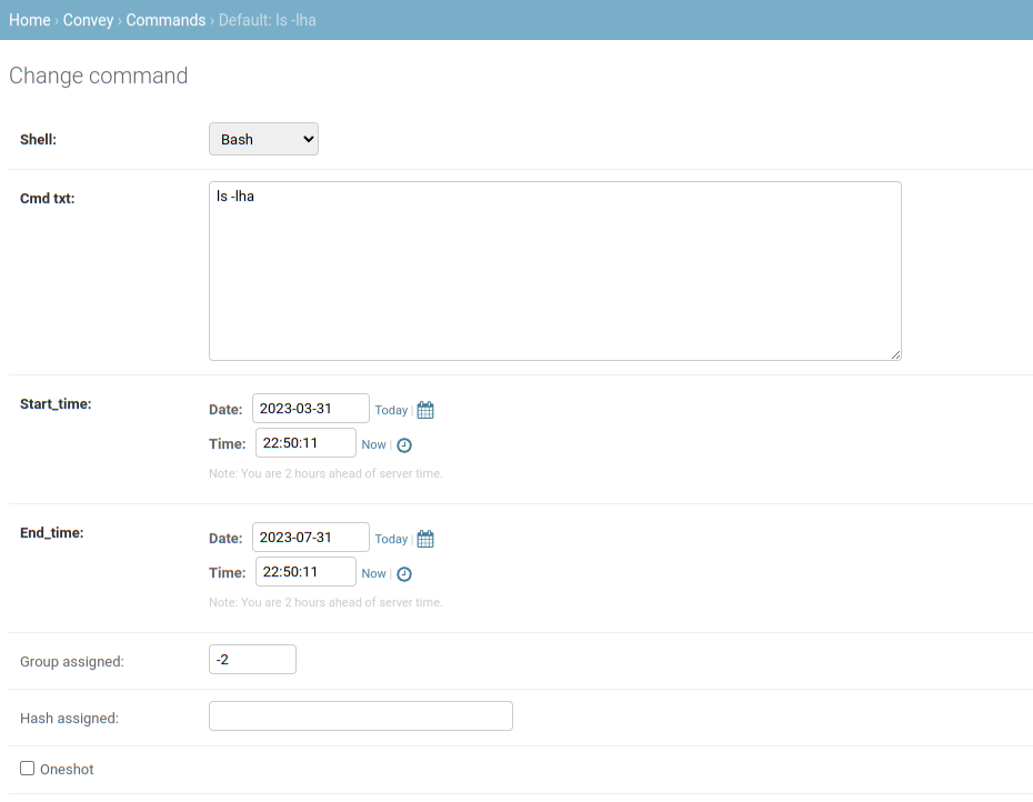 creating our first command on the admin page